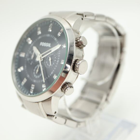 Fossil Mens Oversized Dark Navy Blue Chrono 48mm Watch FS4565 w New Battery - Picture 9 of 11